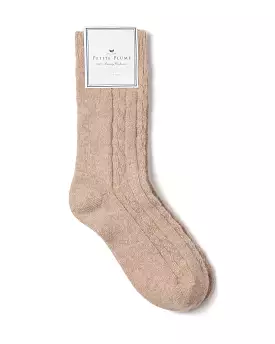 100% Cashmere Women's Socks in Beige