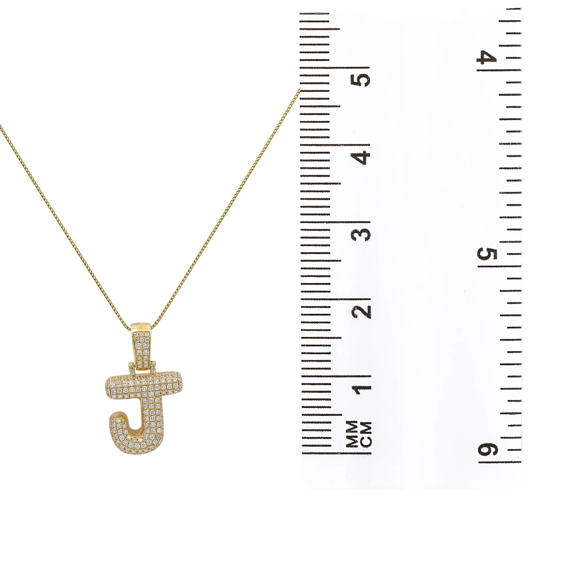 14k Yellow Gold Pendant letter t shaped with 2.43 Ct Diamonds