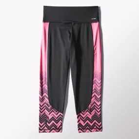 Adidas Women's Clima Essential Print Capri, Black (Medium, Black/Pink)