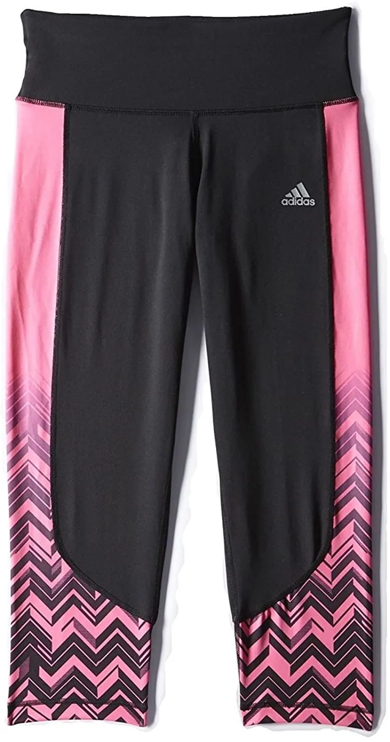 Adidas Women's Clima Essential Print Capri, Black (Medium, Black/Pink)