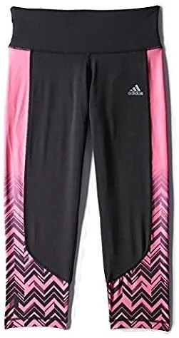 Adidas Women's Clima Essential Print Capri, Black (Medium, Black/Pink)