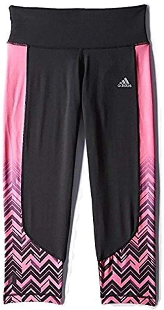 adidas Women's Clima Essential Print Capri, Black (Small, Black/Pink)