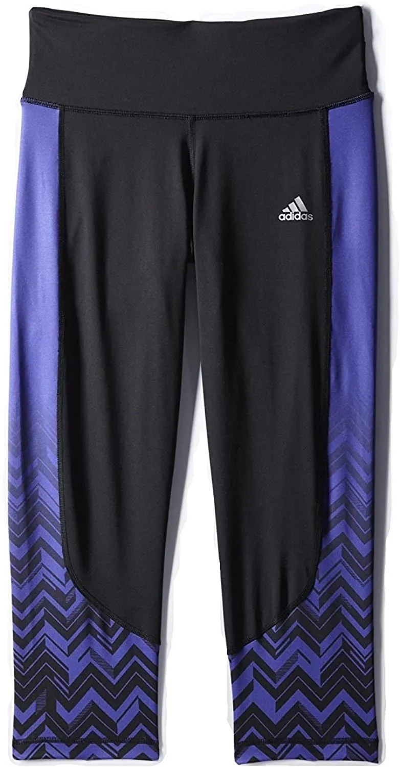 Adidas Women's Clima Essential Print Capri, (Large, Black/Power Purple)