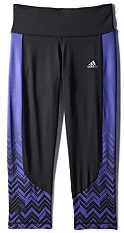 Adidas Women's Clima Essential Print Capri, (Large, Black/Power Purple)