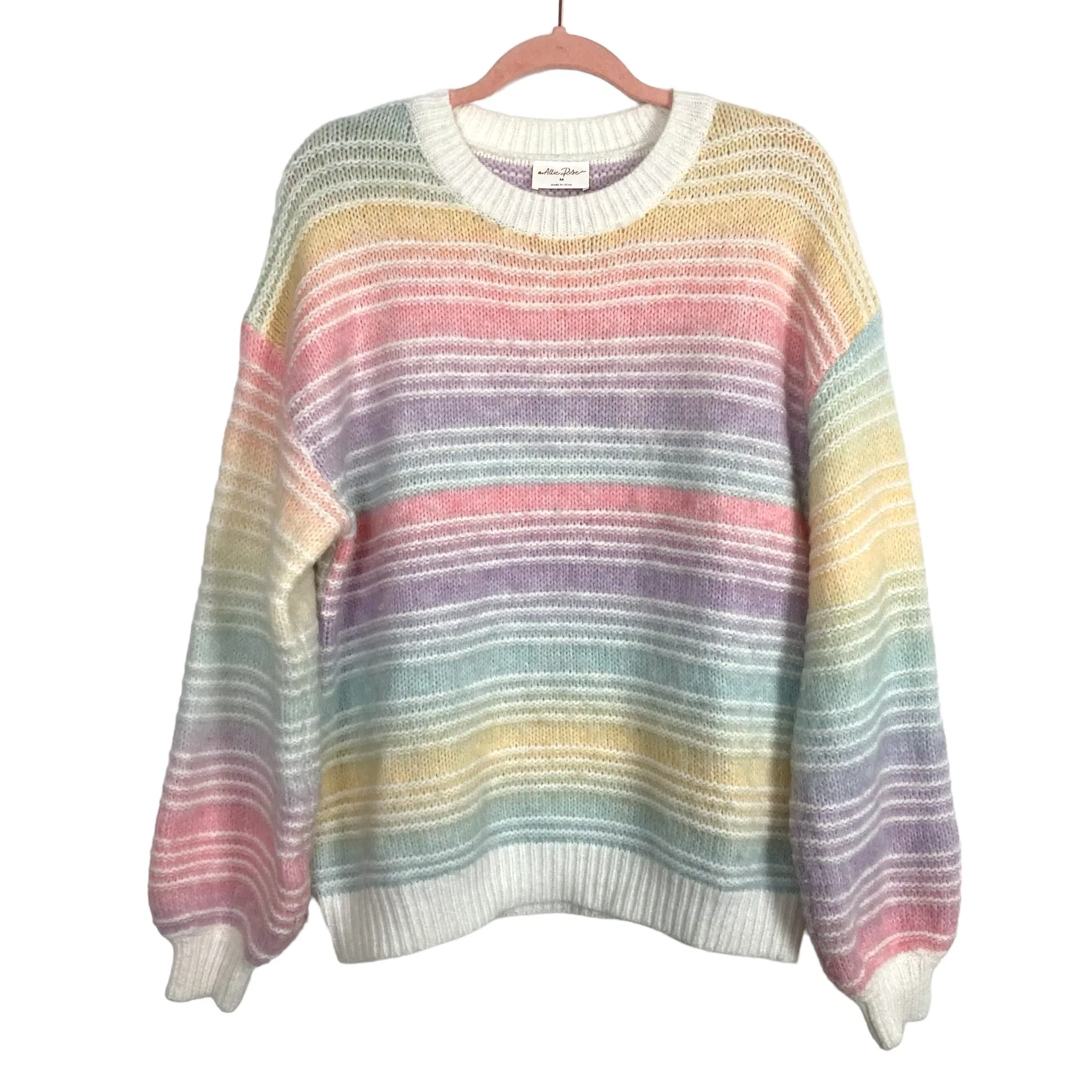 Allie Rose Cream and Pastel Sweater- Size M