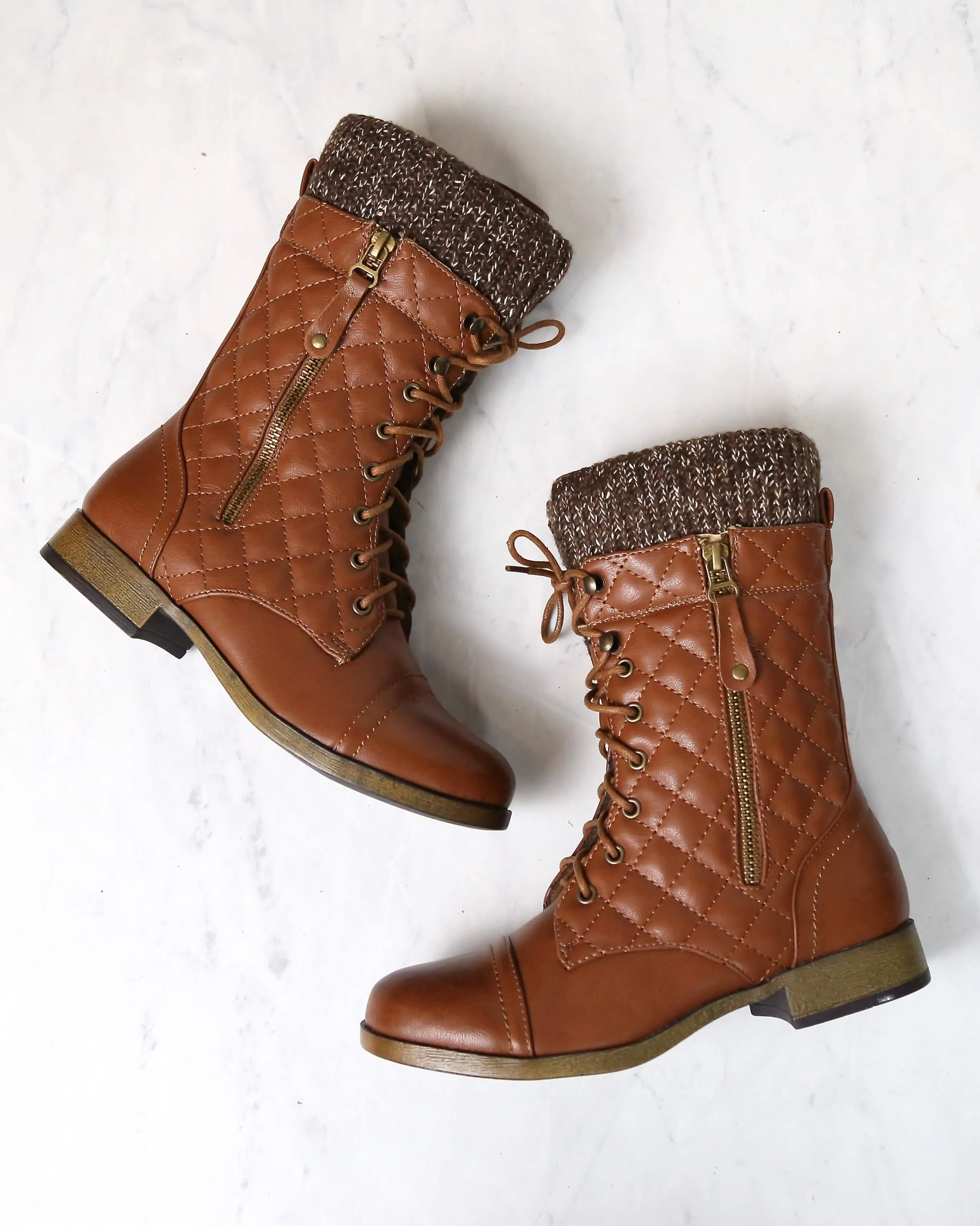 Alpine Quilted Combat Sweater Boots