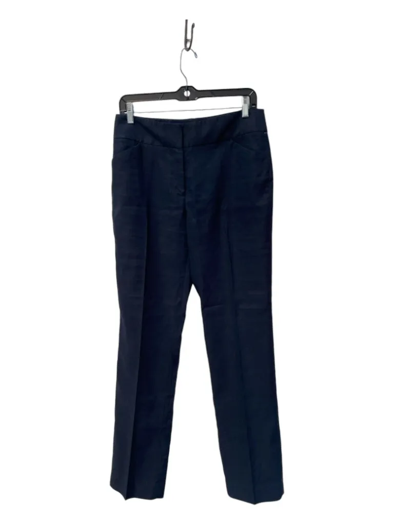 Antonio Melani Size 6 Navy Linen Blend Flat Front slit pockets Zip Fly Pants