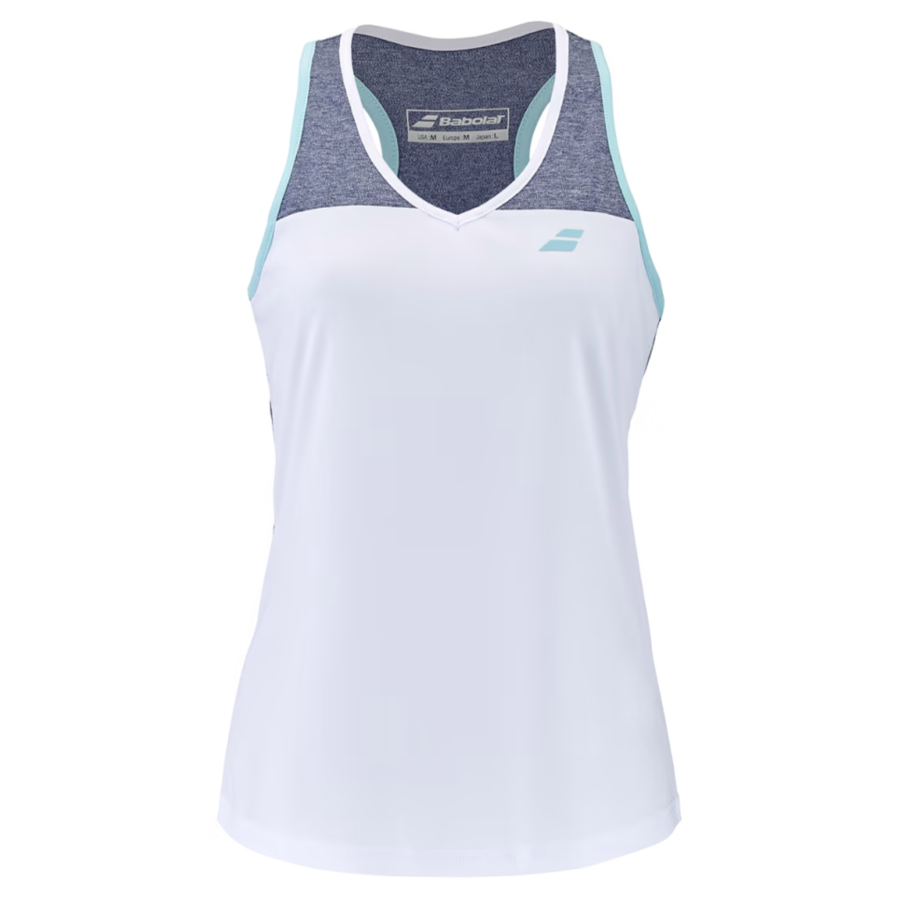 Babolat Play Tank Girl Top 1079 - White/Blue Heather