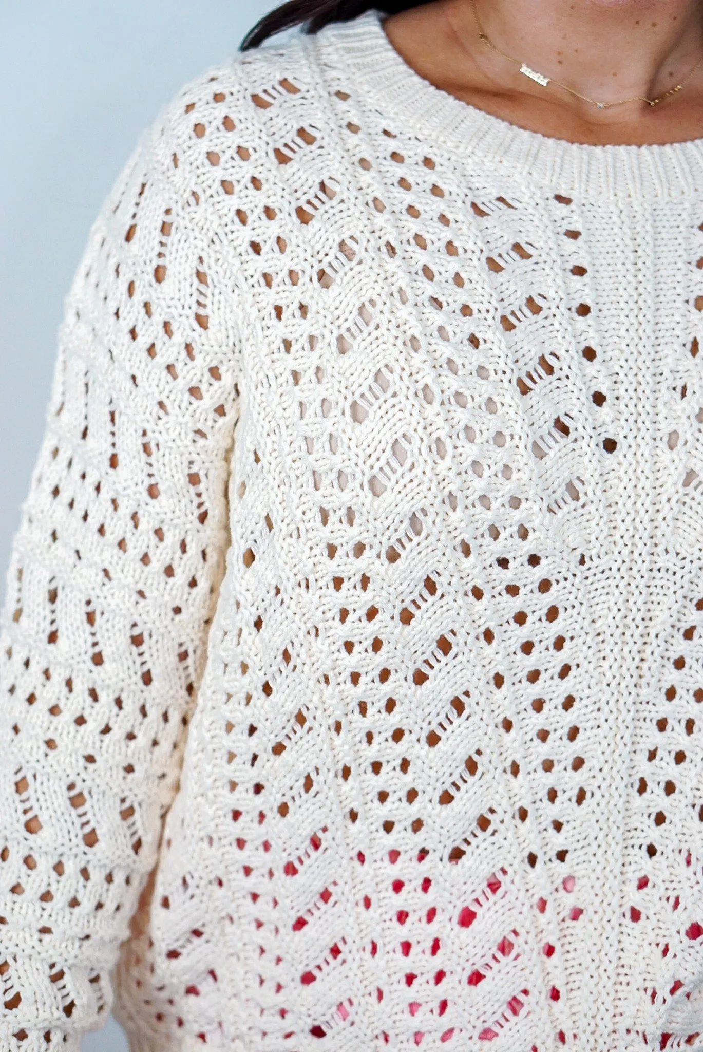 Beachy Trends Cream Crocheted Sweater