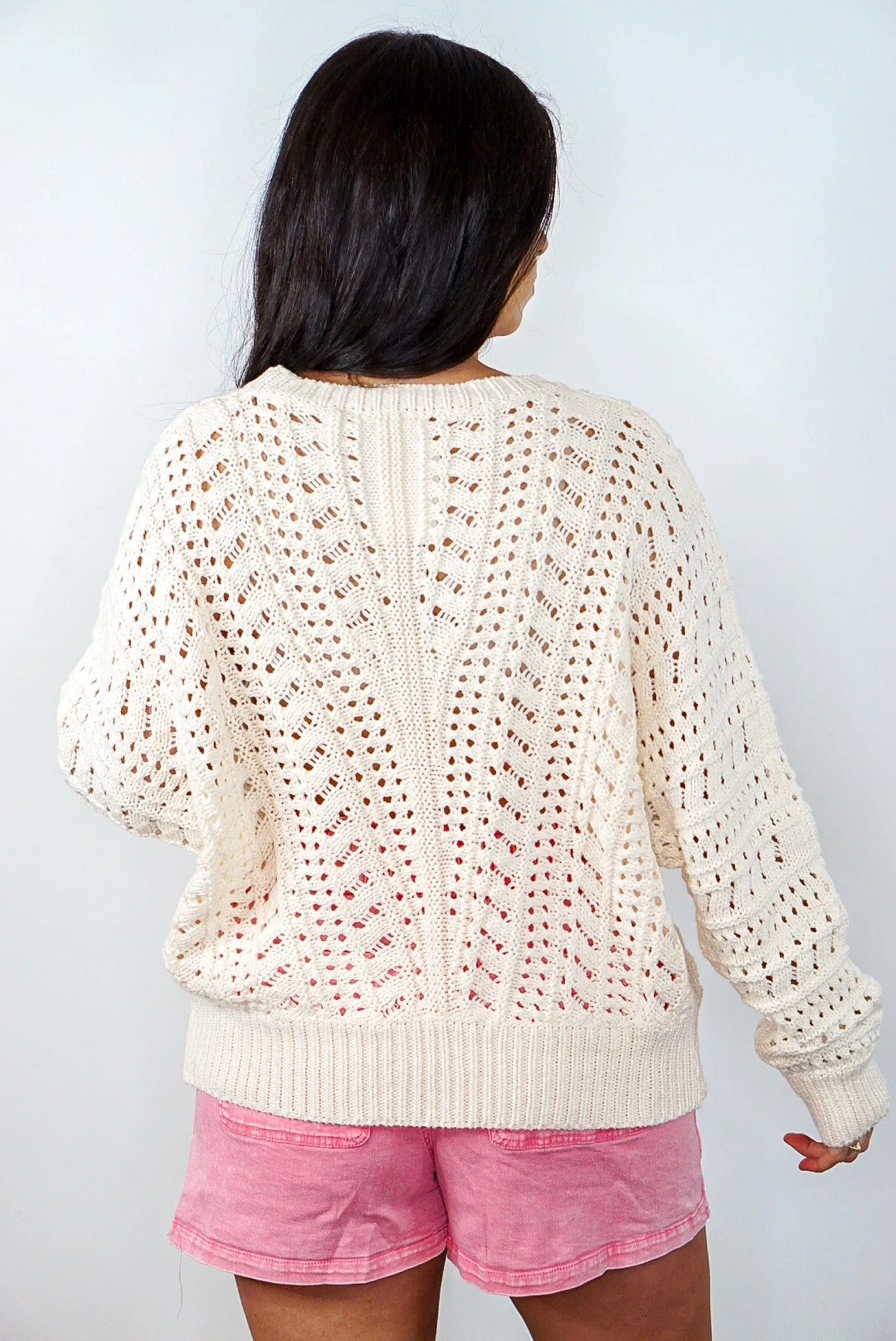 Beachy Trends Cream Crocheted Sweater