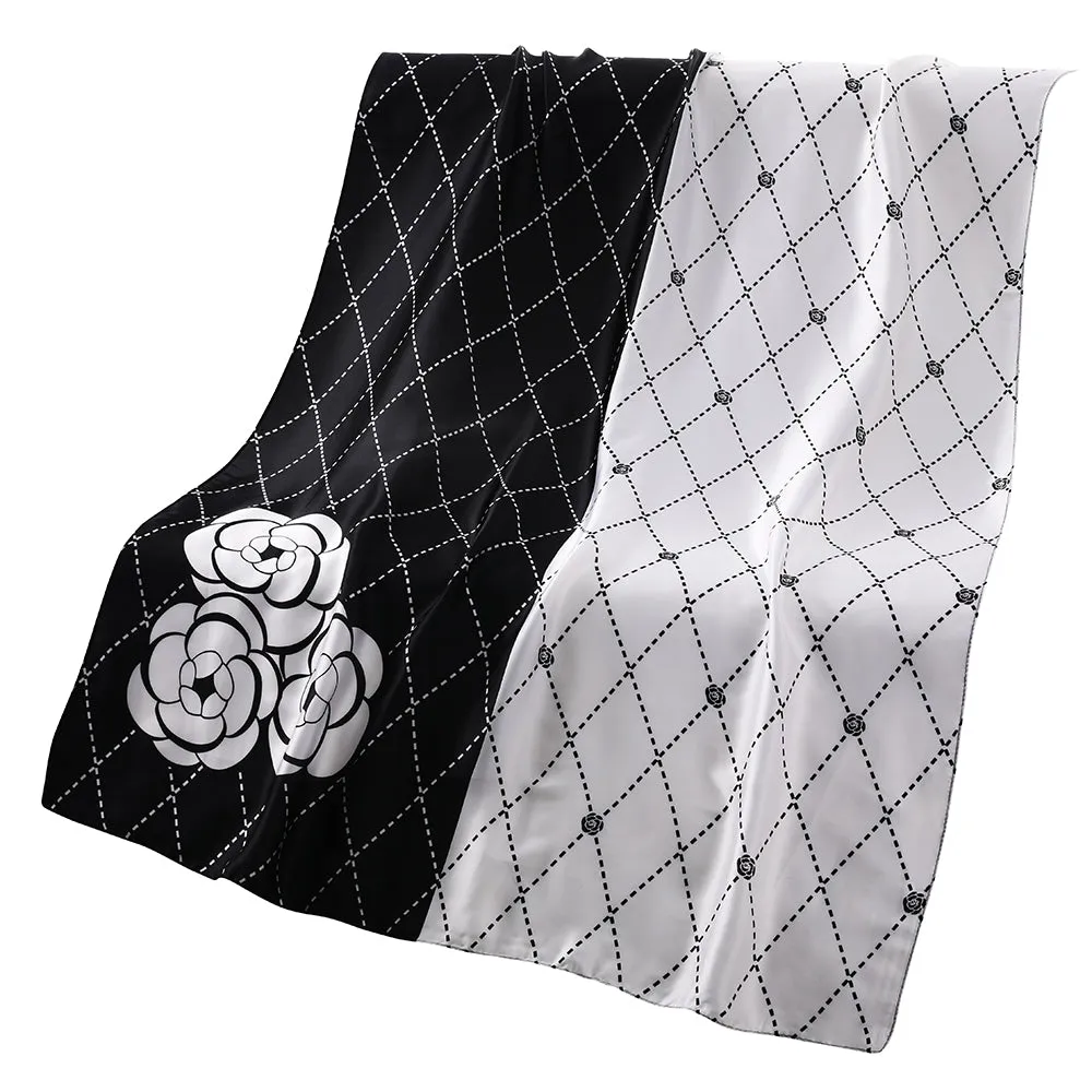 Black & White Floral Lightweight Scarf