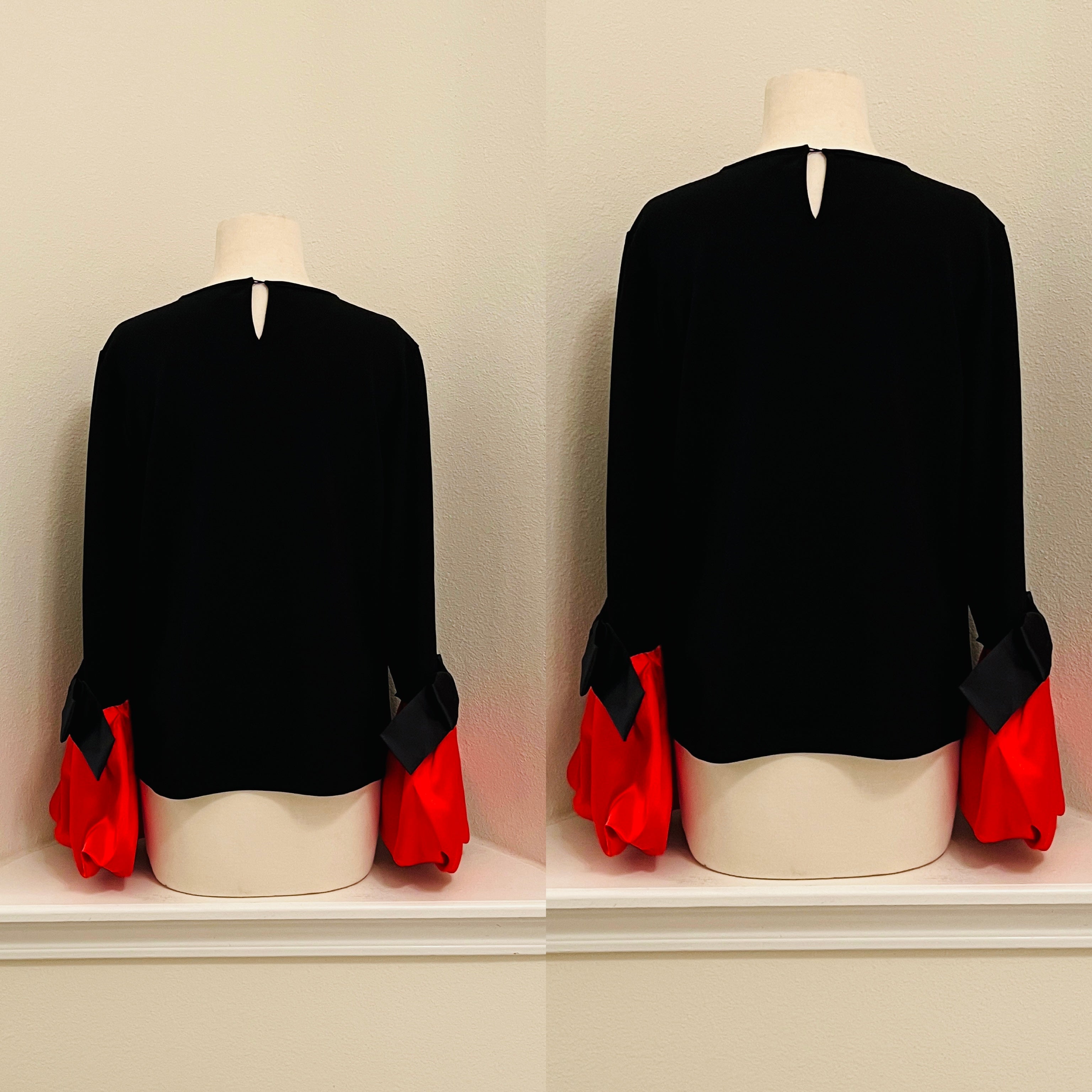 Black Red Puffy Sleeve Top