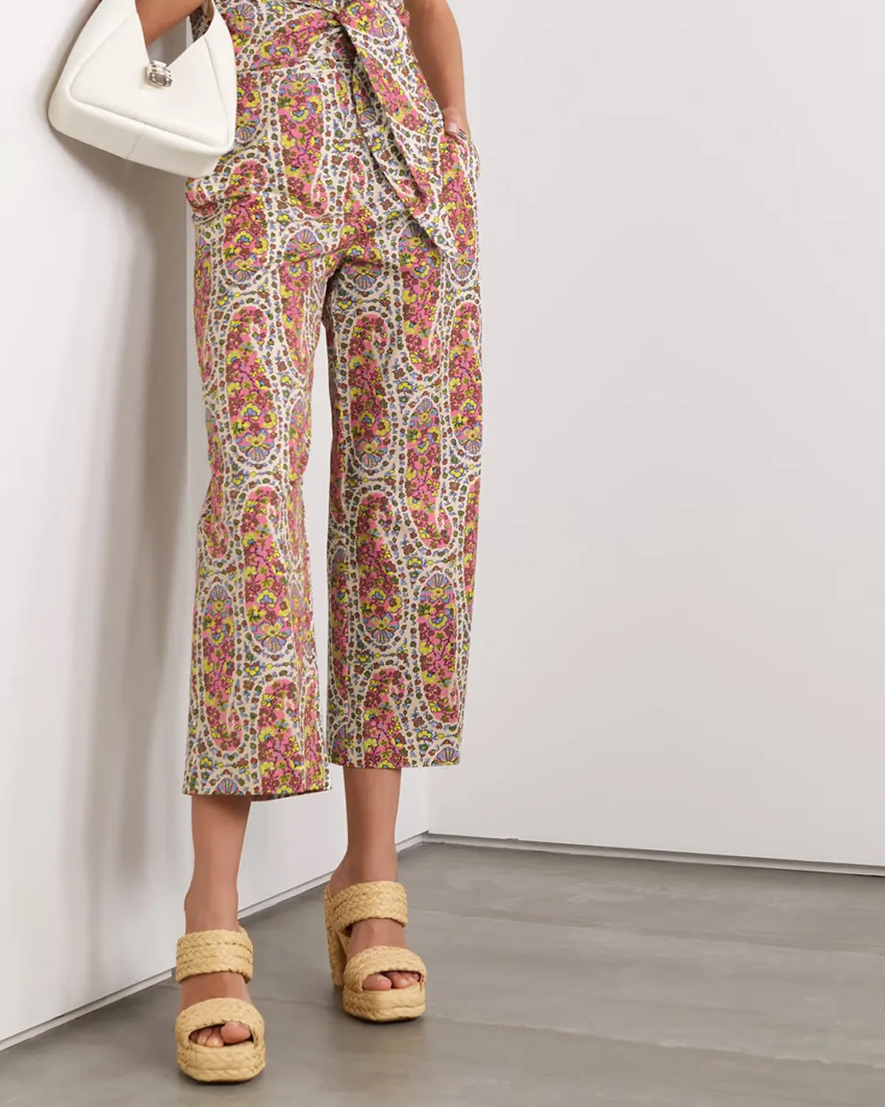 Bright Paisley Print Wide Leg Trouser