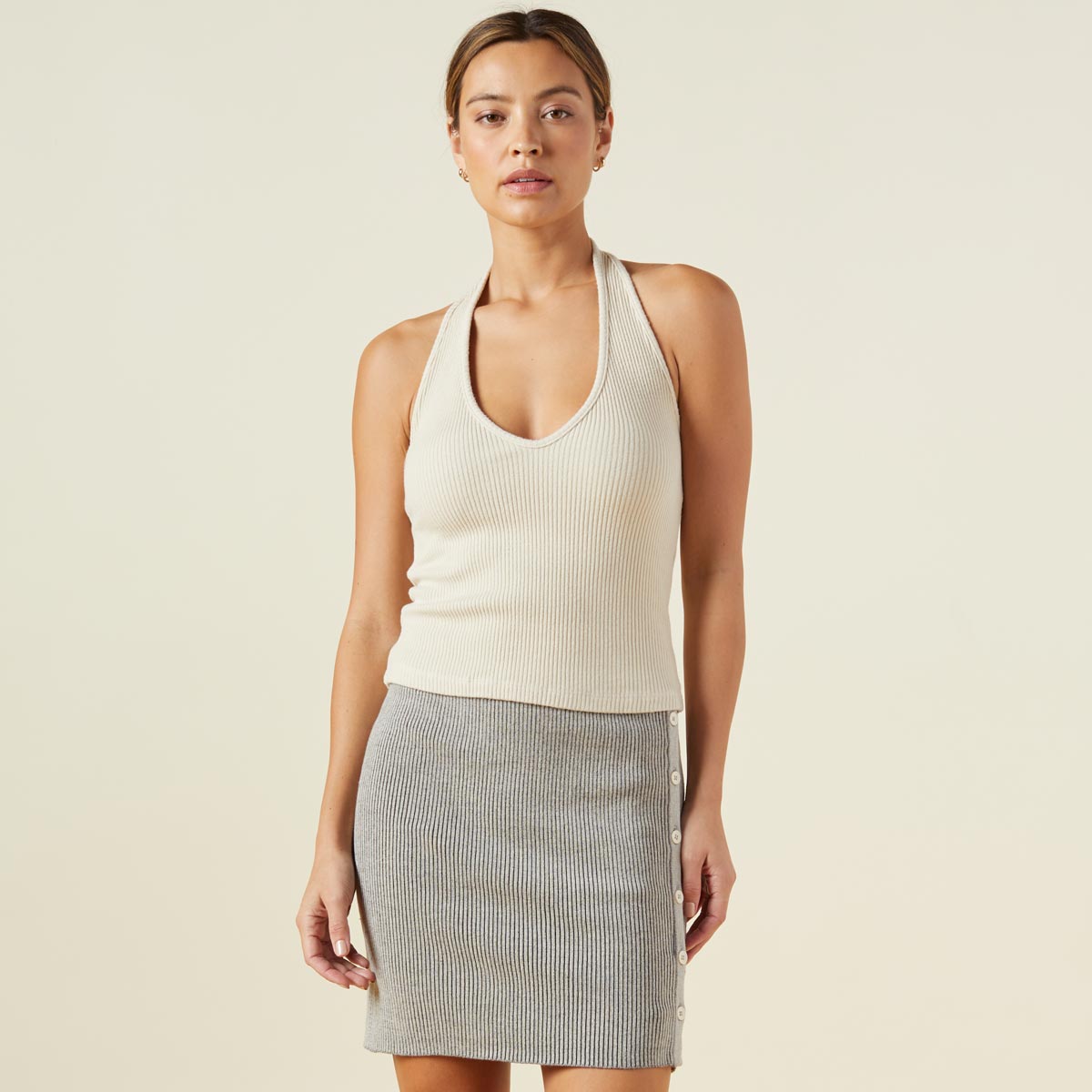 Brushed Rib Halter Tank