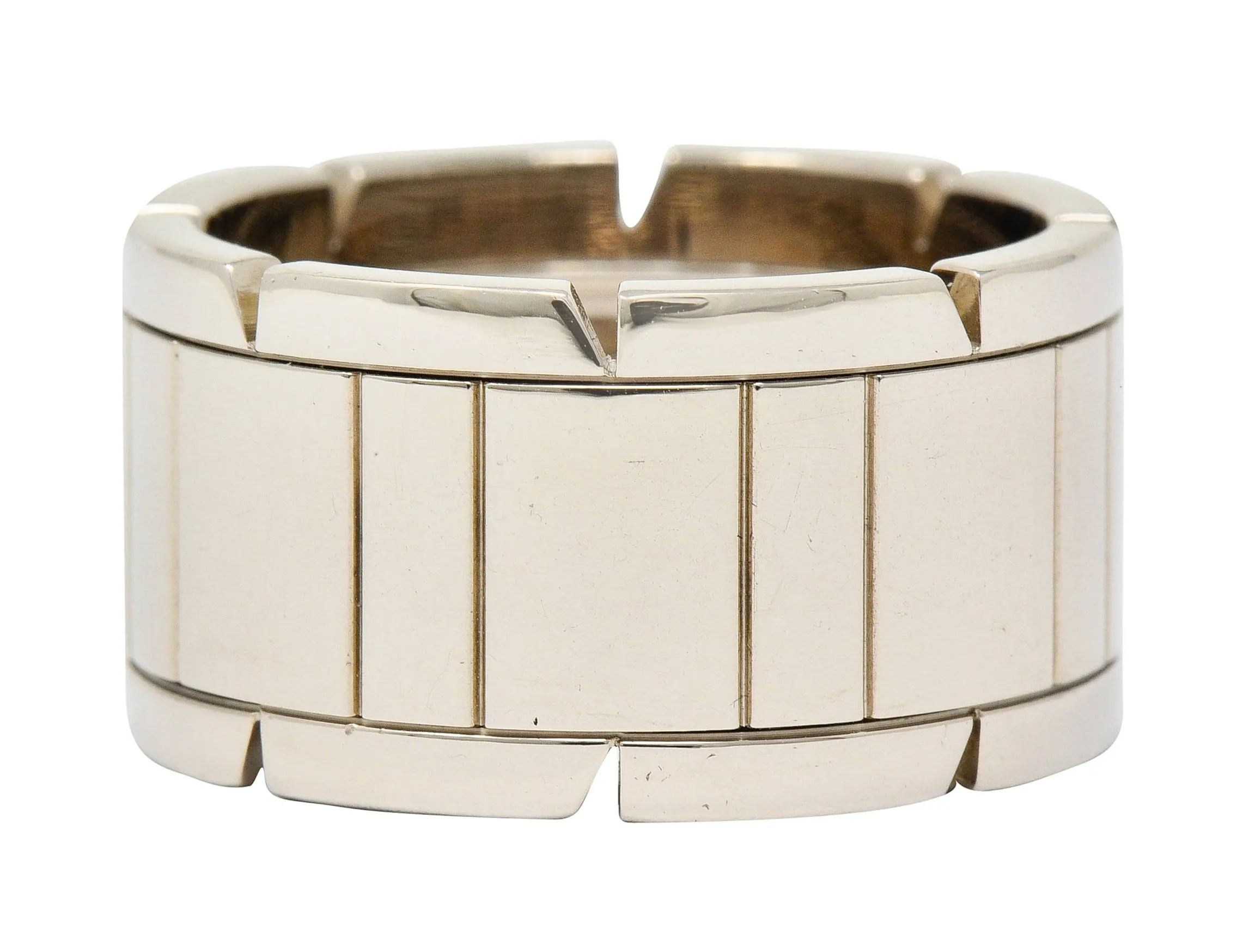 Cartier Vintage 18 Karat White Gold Unisex Tank Francaise Band Ring