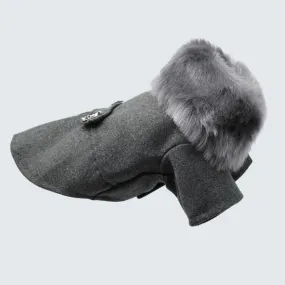 Chic Winter Dog Coat with Fur Collar | Petiboo Dog Clothes