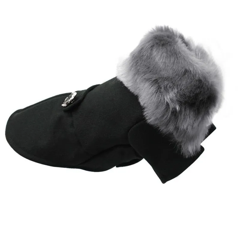 Chic Winter Dog Coat with Fur Collar | Petiboo Dog Clothes