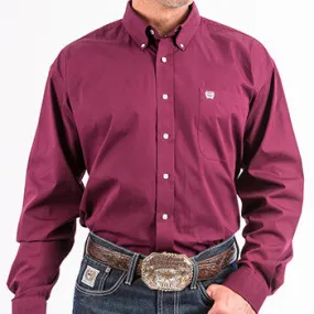 Cinch Men's Burgundy Solid Long Sleeve Shirt