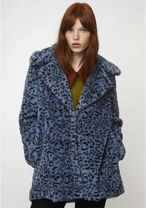 Compania Fantastica Furry Blue Leopard Coat