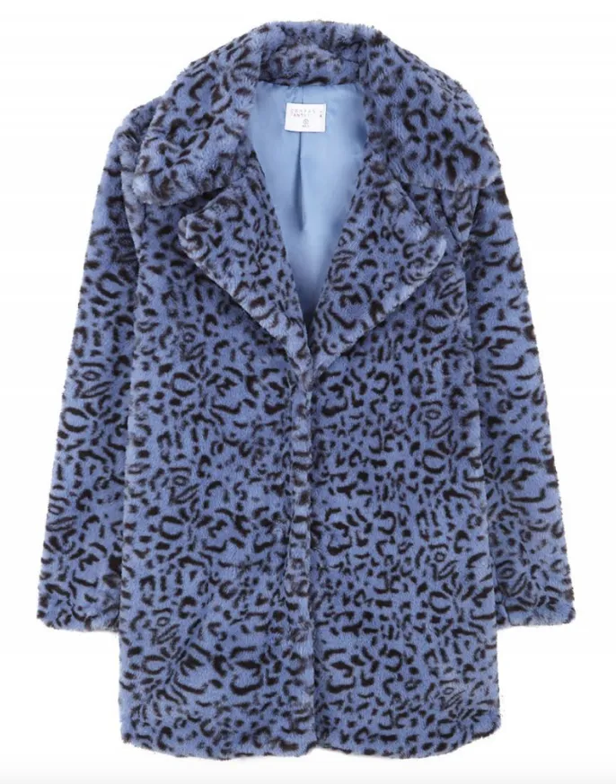 Compania Fantastica Furry Blue Leopard Coat