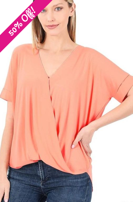 Coral Crepe Top