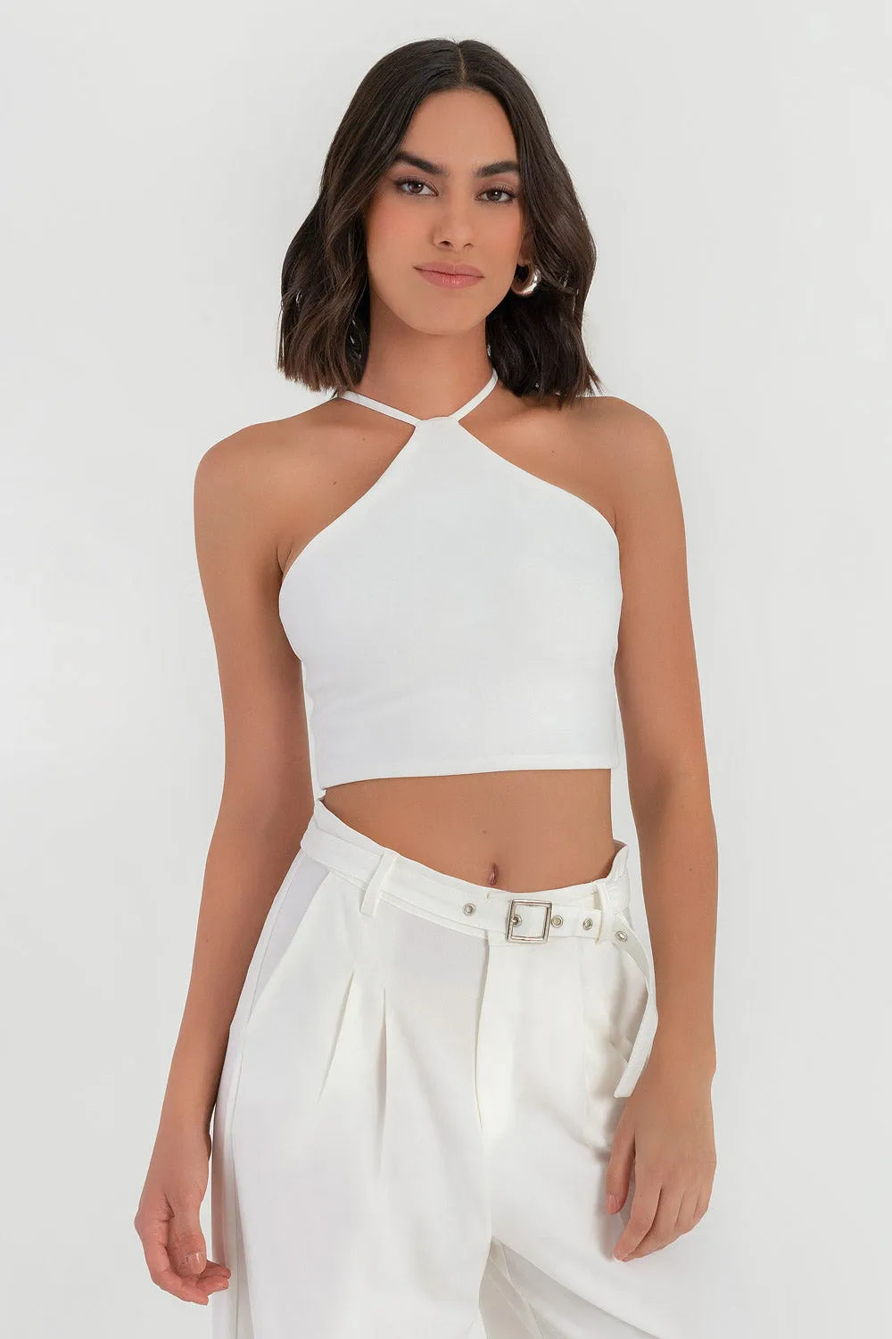 Crop top halter con tirantes