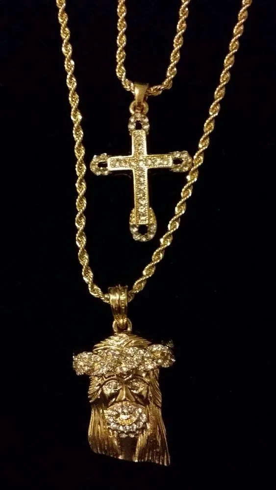 Cross / Jesus Piece Rope Chain Set