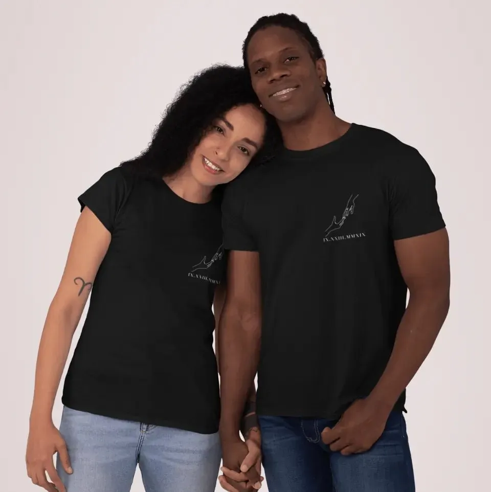 Custom Couple T-Shirt Holding Hands With Special Date