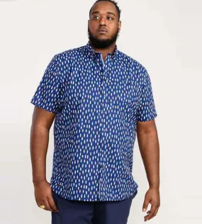 D555 Big Mens Navy Short Sleeve Shirt With Surfboard Print (HACKFORD)