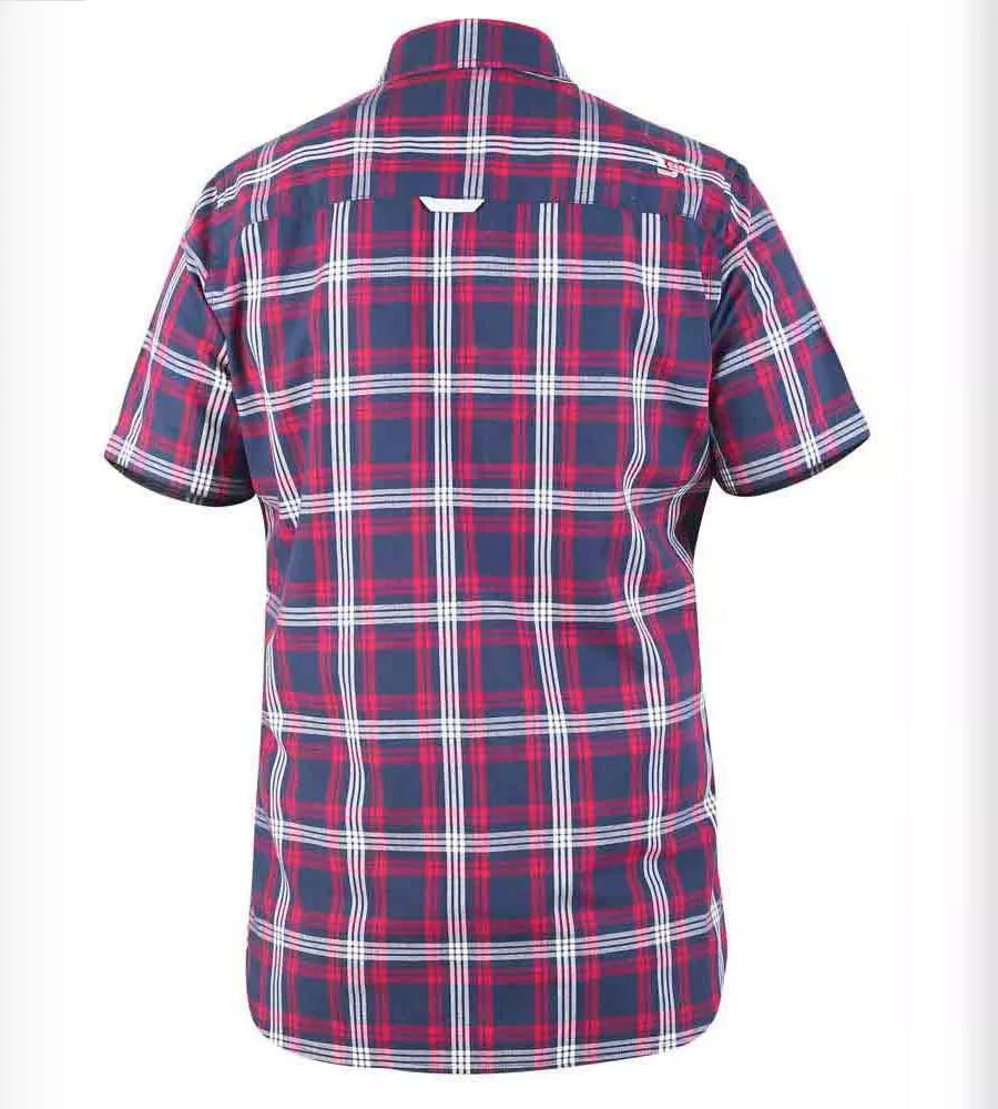 D555 Big Mens Navy/Red Check Shirt With Short Sleeves (RIPLEY)