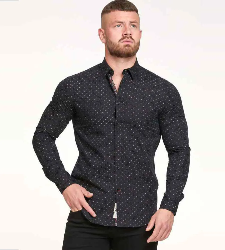 D555 Mens Long Sleeve Shirt With All Over Print (BERNARD)