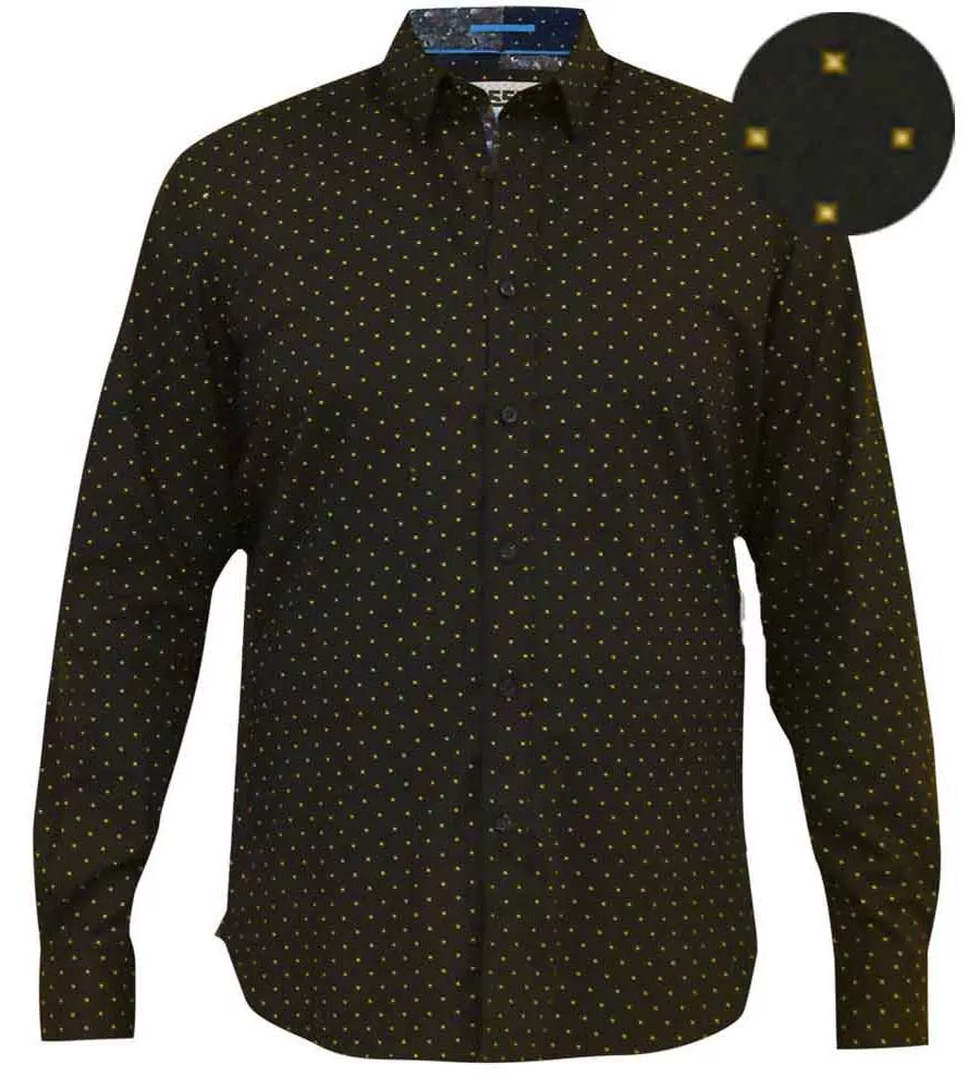 D555 Mens Long Sleeve Shirt With All Over Print (BERNARD)