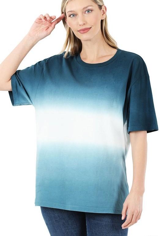 Dip Dye Short Sleeve Top - Available in 3 Colors