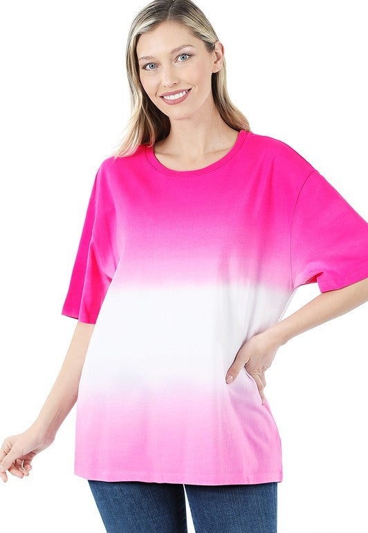 Dip Dye Short Sleeve Top - Available in 3 Colors