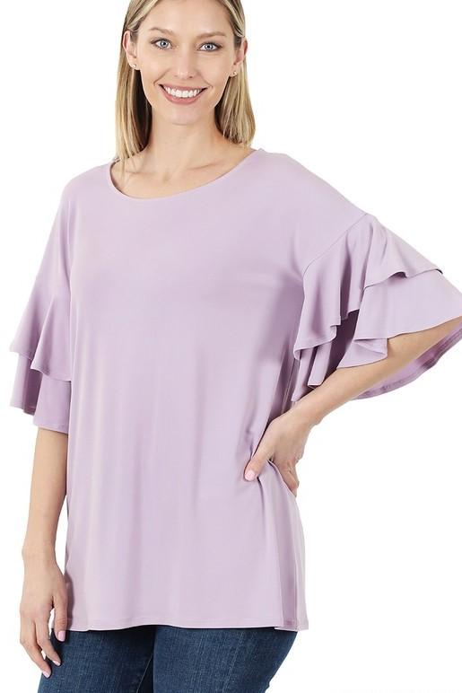 Double Ruffle Top in Lavender