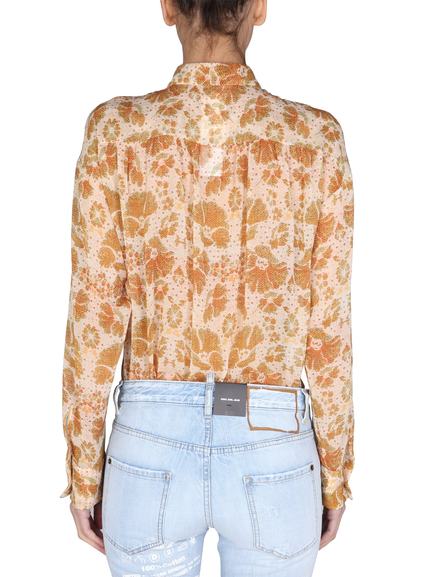 DSQUARED    CREPE SHIRT WITH FLORAL PATTERN