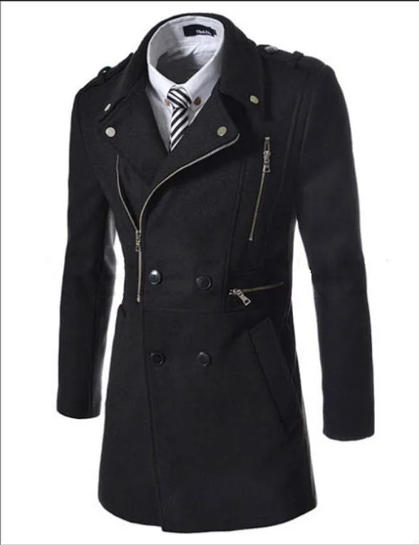 Fashion Multi Zipper Fitted Trench Coat