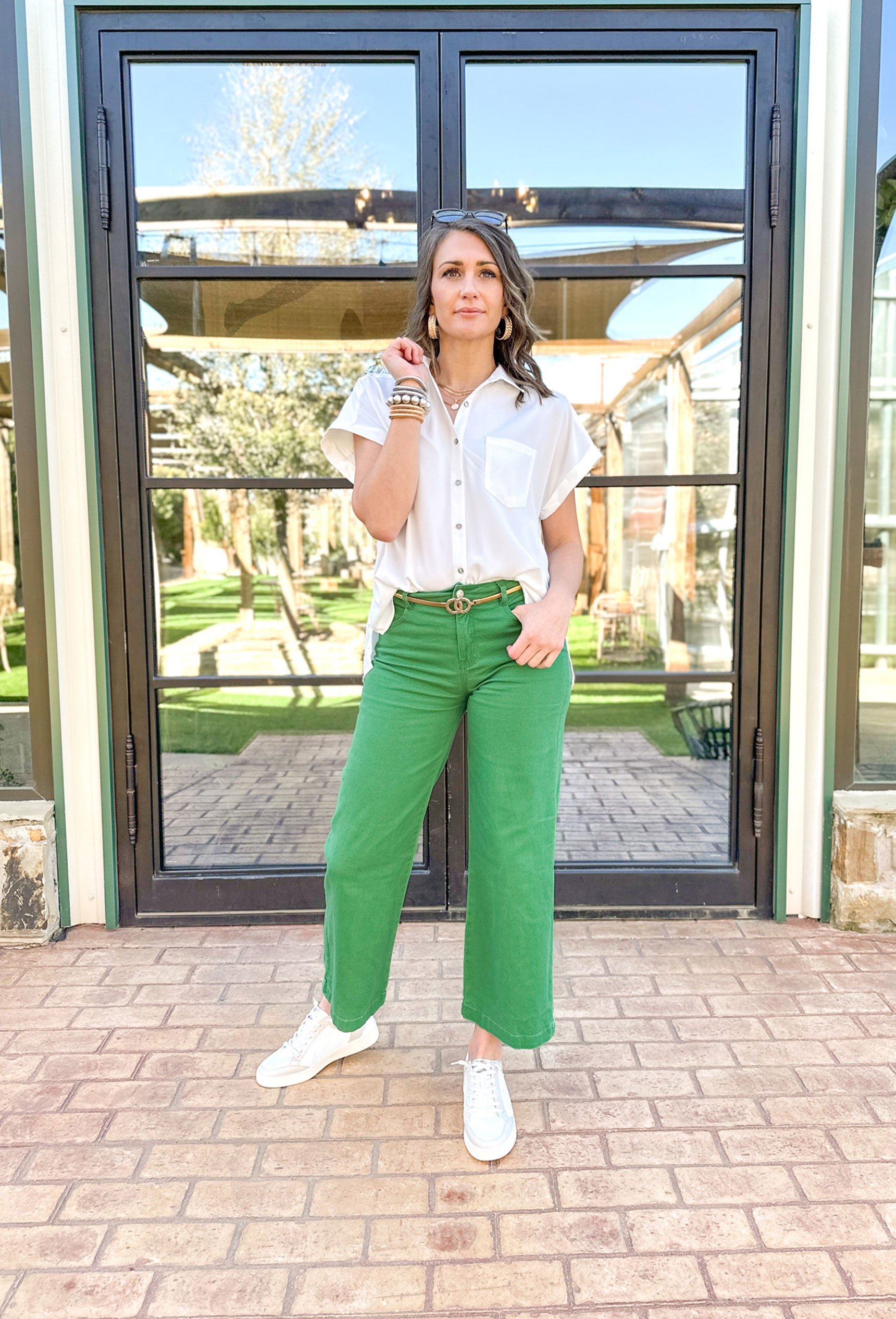 Fast Forward Button Up Top in Off White