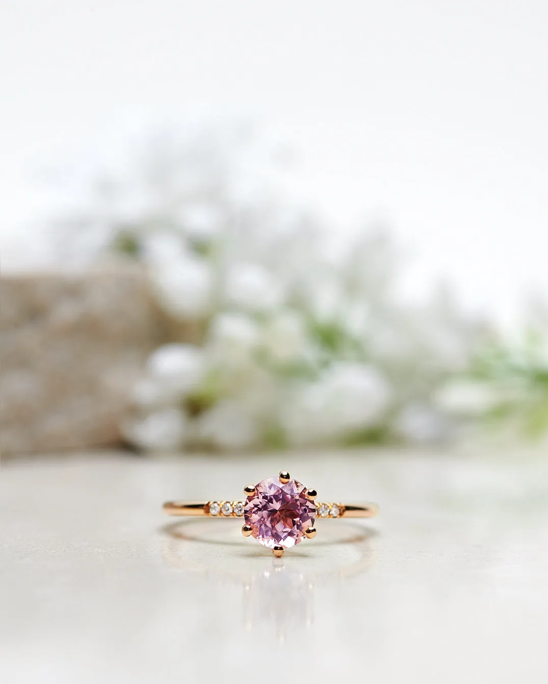 Finished: Solitaire Petite Little Sparkle Ring with Light Pink Morganite and Diamonds