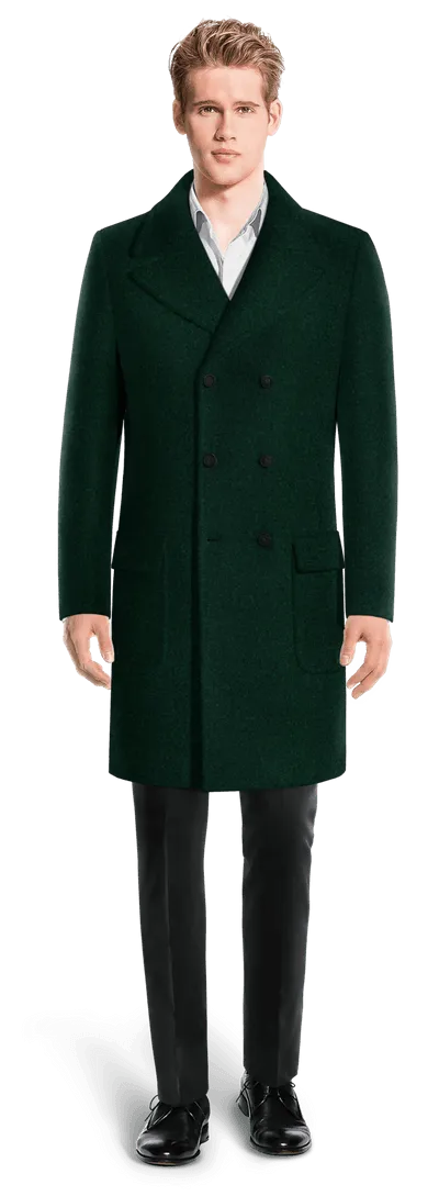 Green Long Double breasted overcoat