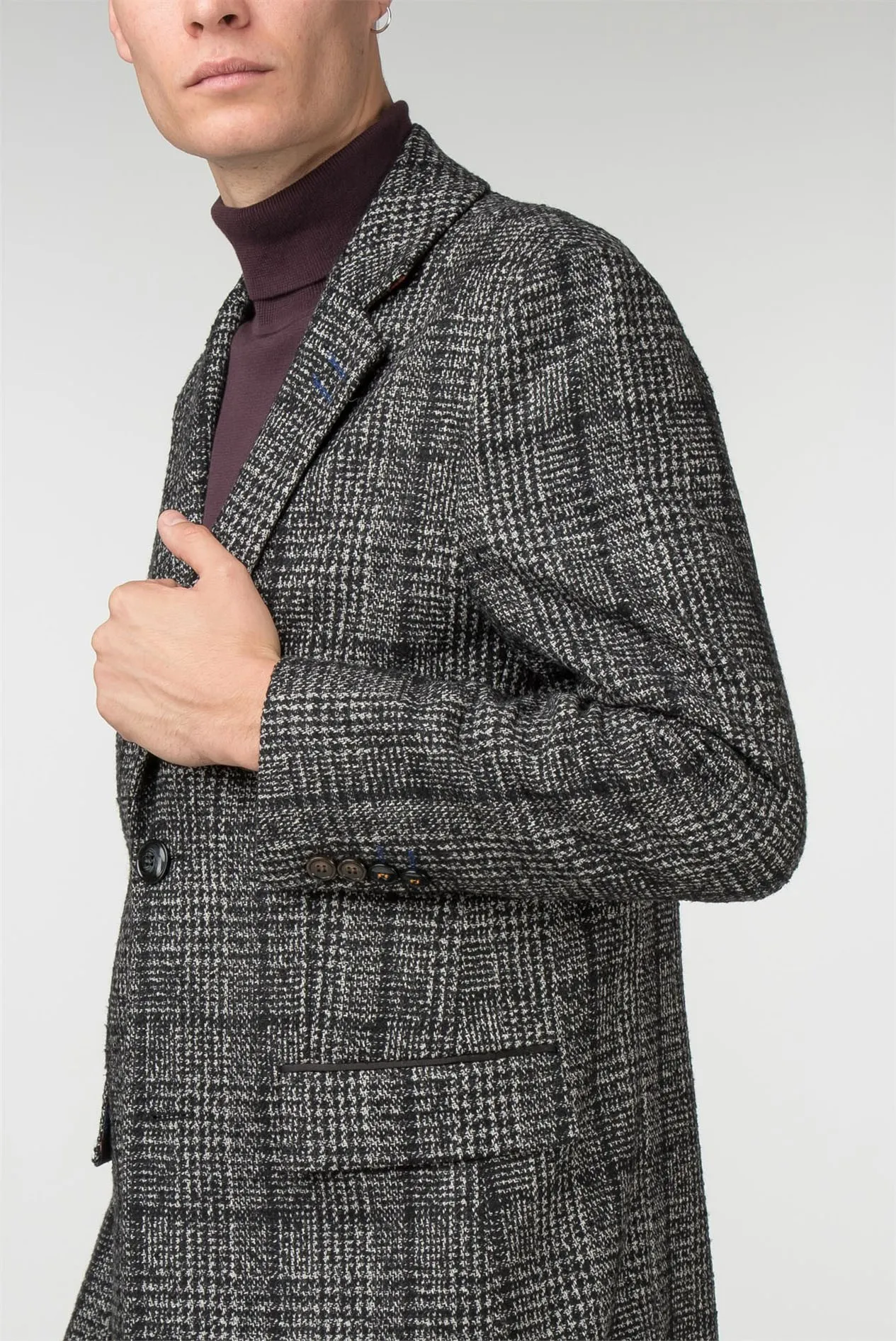 Grey Check Tailor Fit Overcoat