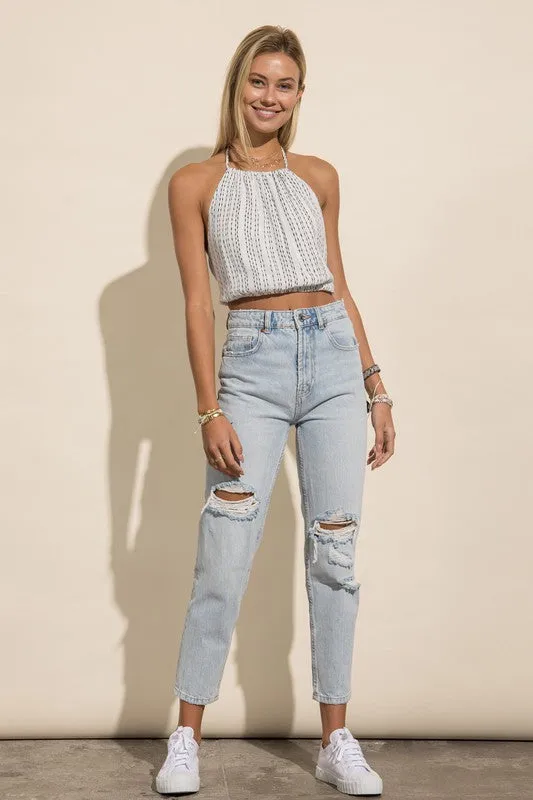 Halter Back Tie Crop Top