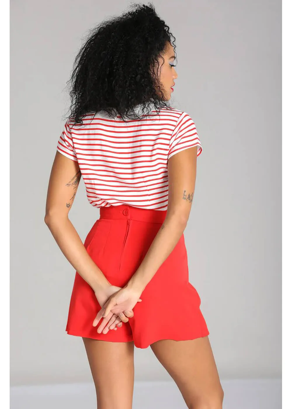 Hell Bunny Ahoy Stripe 40's Blouse Red