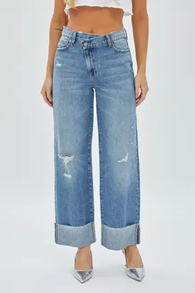 Hidden High Waist Dad Jean Crossover Jeans