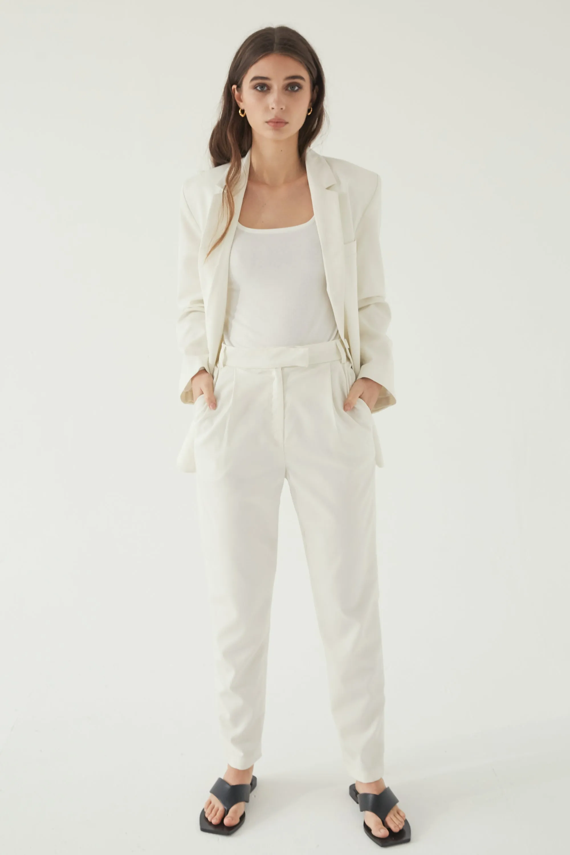 High Waisted Pleated Trouser