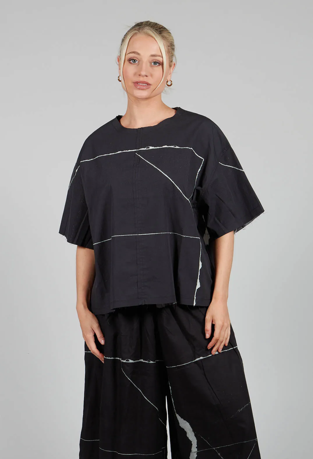 Huir Top in Off Black Banner