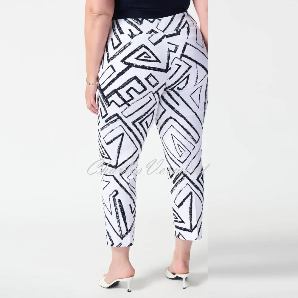 Joseph Ribkoff Geometric Print Trouser - Style 241271 (Vanilla / Midnight Blue)