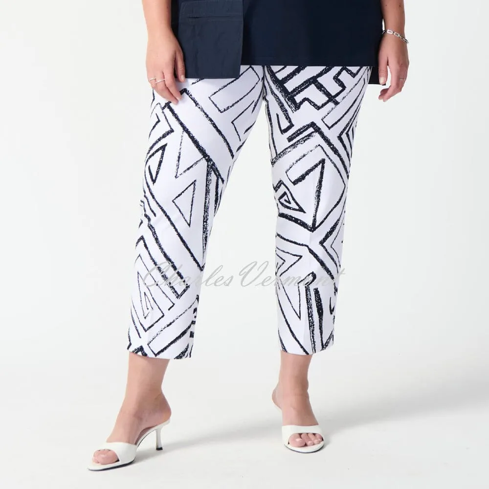 Joseph Ribkoff Geometric Print Trouser - Style 241271 (Vanilla / Midnight Blue)