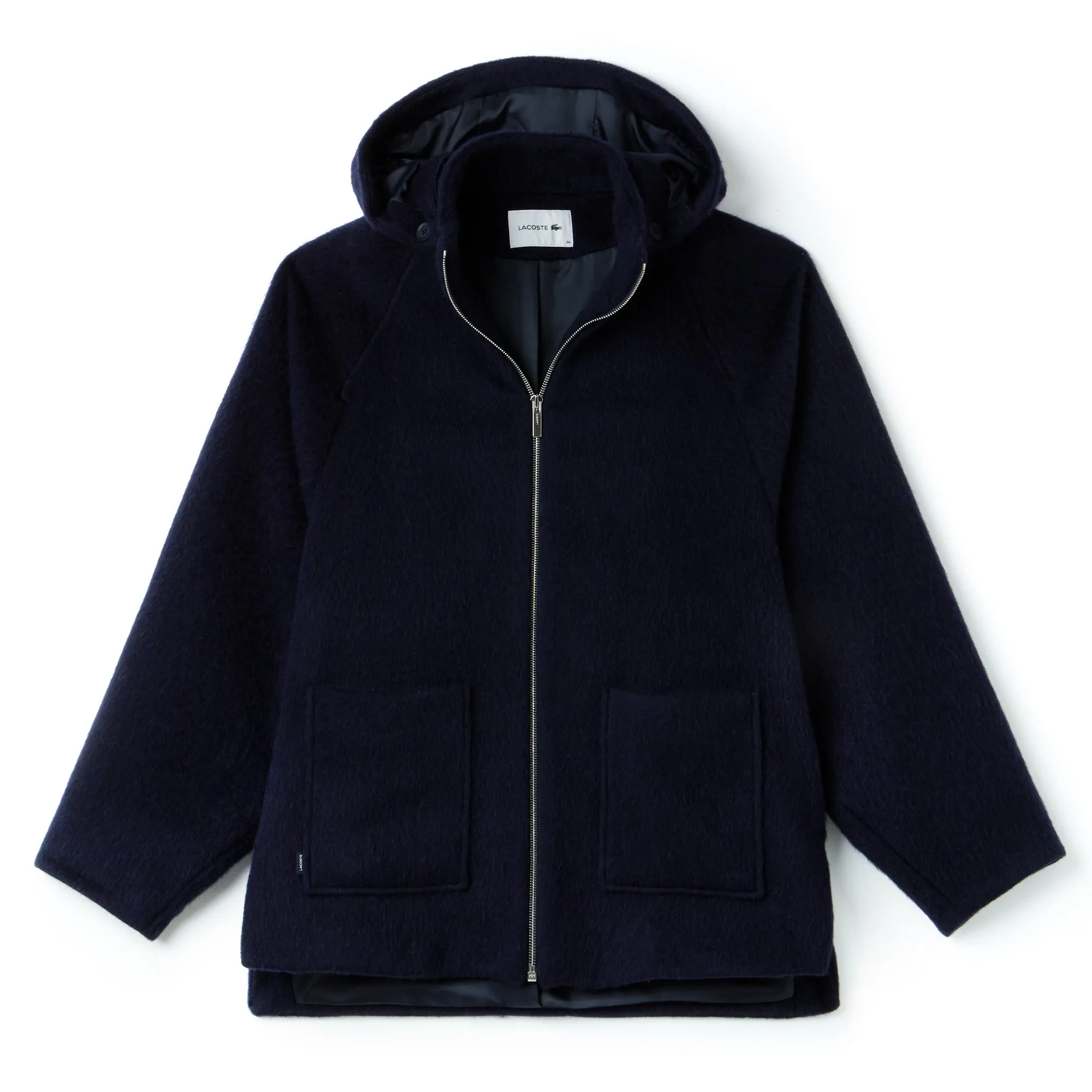 Lacoste Womens BF0209 Wool & Mohair Short Coat, Marine Navy