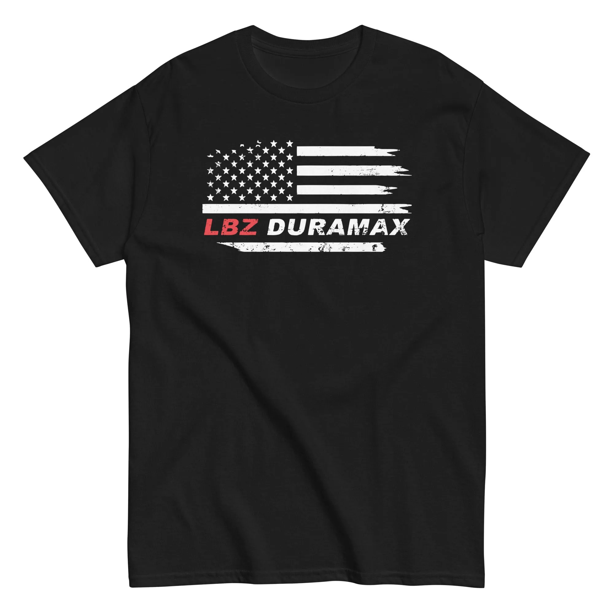 LBZ Duramax T-Shirt With American Flag Design - modeled in black